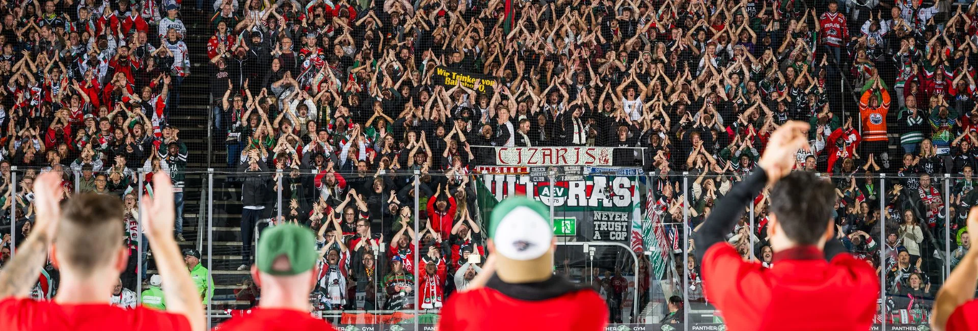 Blick in Fankurve (von Spieler bei der Humba aus)