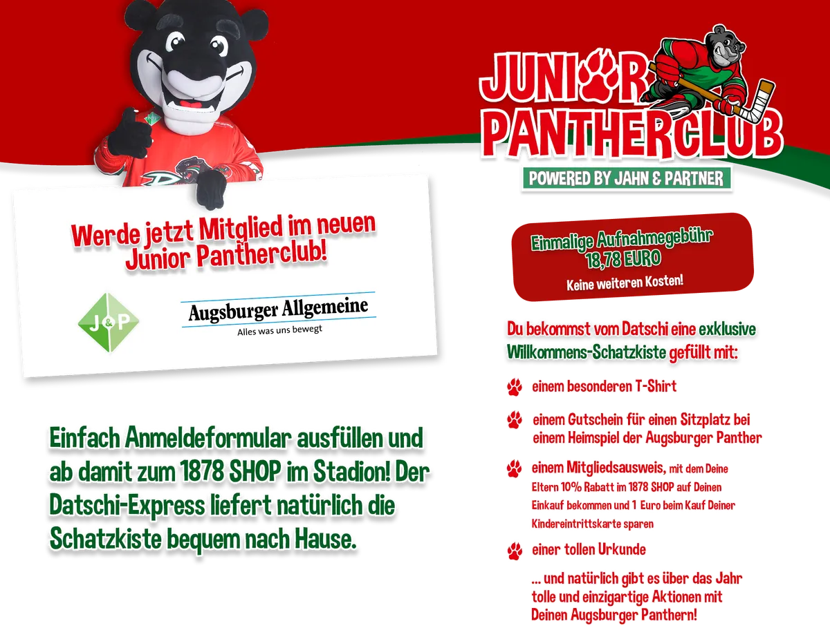 Eine Info-Grafik zum Junior-Pantherclub. Weitere Infos im 1878 Shop im Stadion